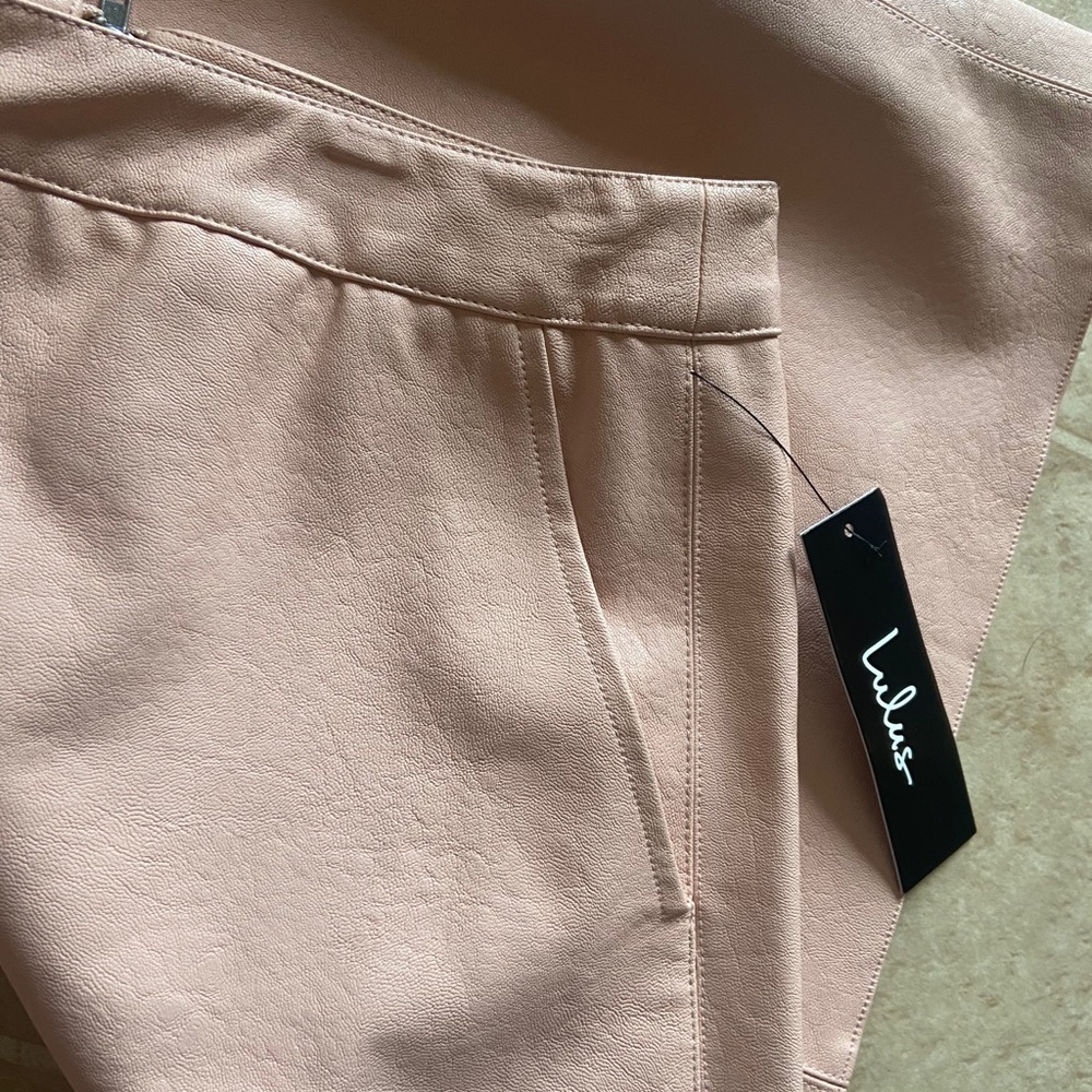 Lulus Pink Leather Mini Skirt.